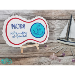 Stickdatei ITH - Mug Rug Spruch "Moin. Alles andere ist nur Gesabbel."